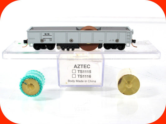 N Scale ***MoW*** Roller Wheel Track Cleaner 40' Gondola - AZTEC TS1115 ***RARE*