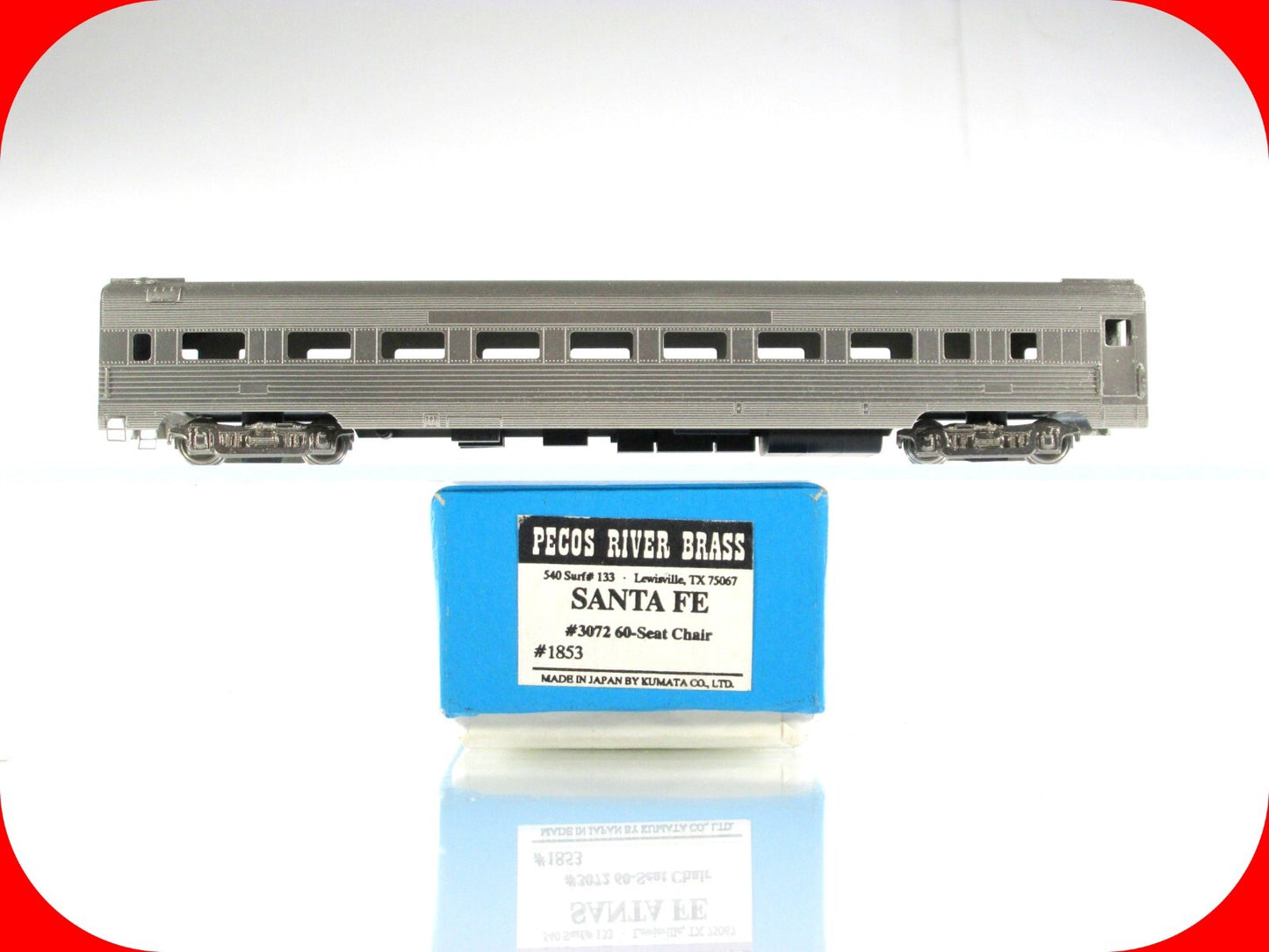 N Scale SANTA FE 60-Seat Chair Passenger Coach Car #3072, PECOS RIVER BRASS 1853