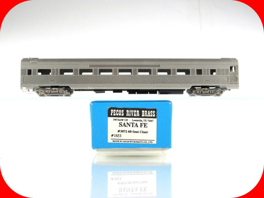 N Scale SANTA FE 60-Seat Chair Passenger Coach Car #3072, PECOS RIVER BRASS 1853