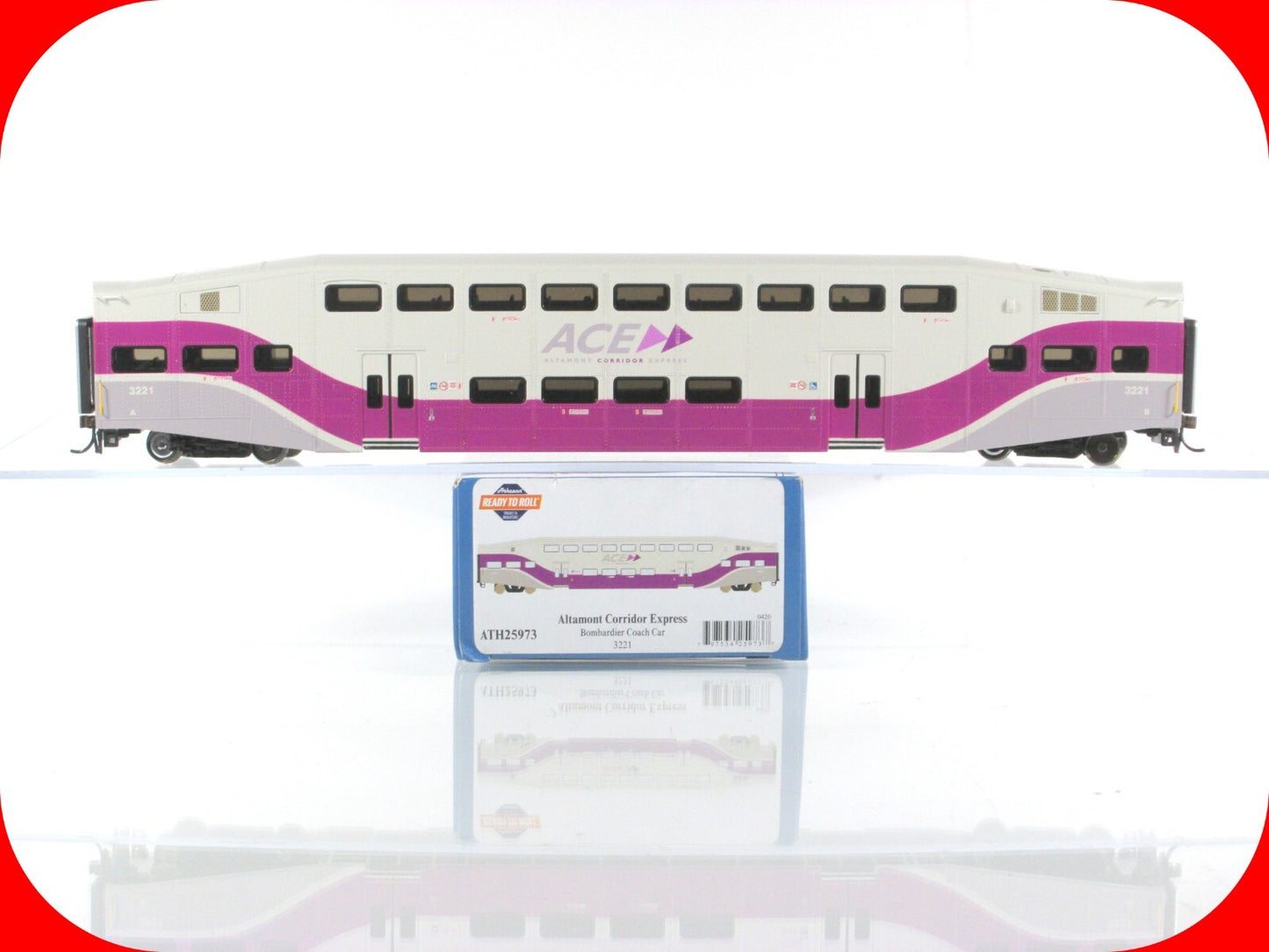HO Scale ALTAMONT CORRIDOR EXPRESS Bombardier Coach Car, ACE 3221 -Athearn 25973