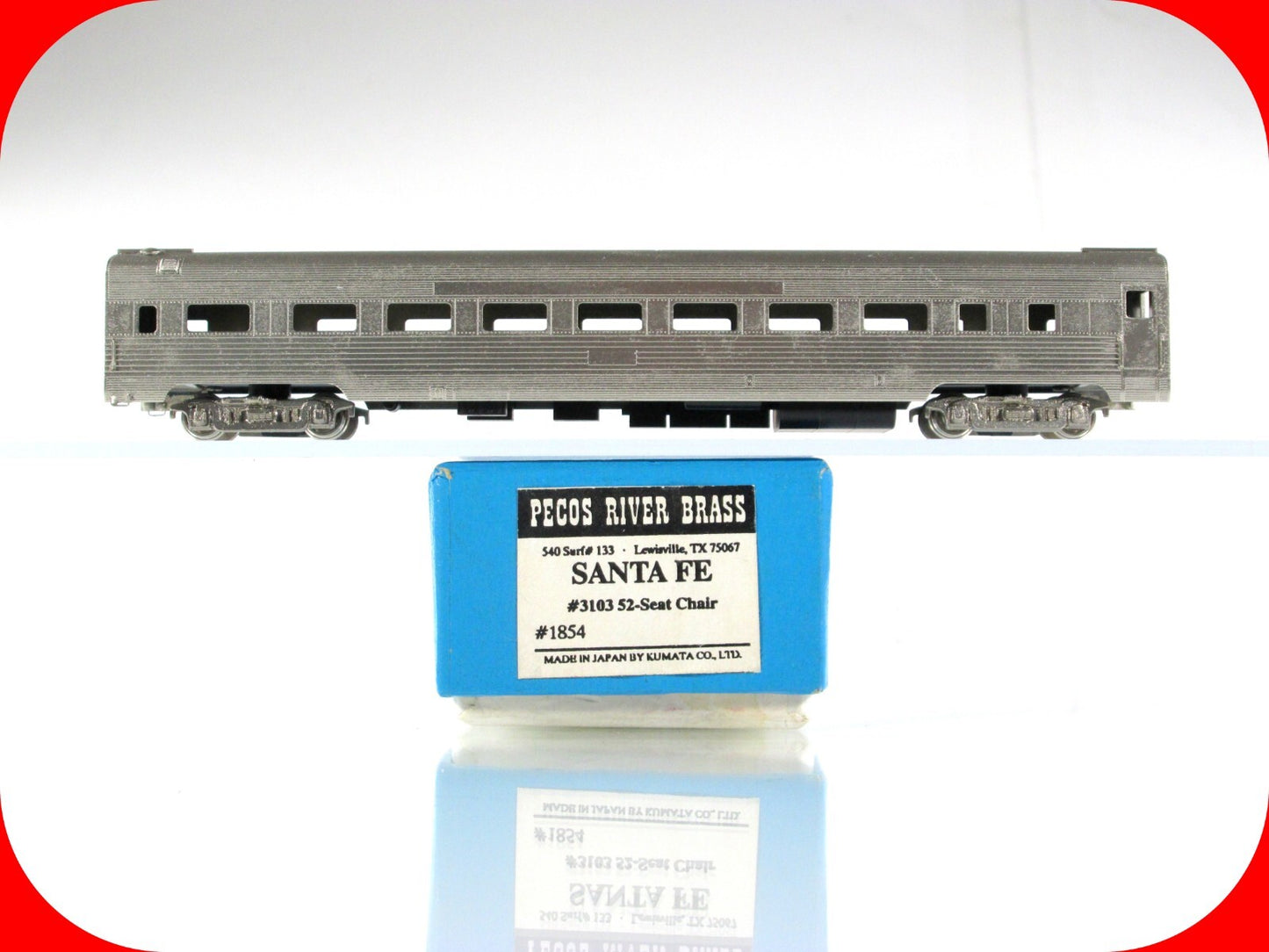 N Scale SANTA FE 52-Seat Chair Passenger Coach Car #3103, PECOS RIVER BRASS 1854