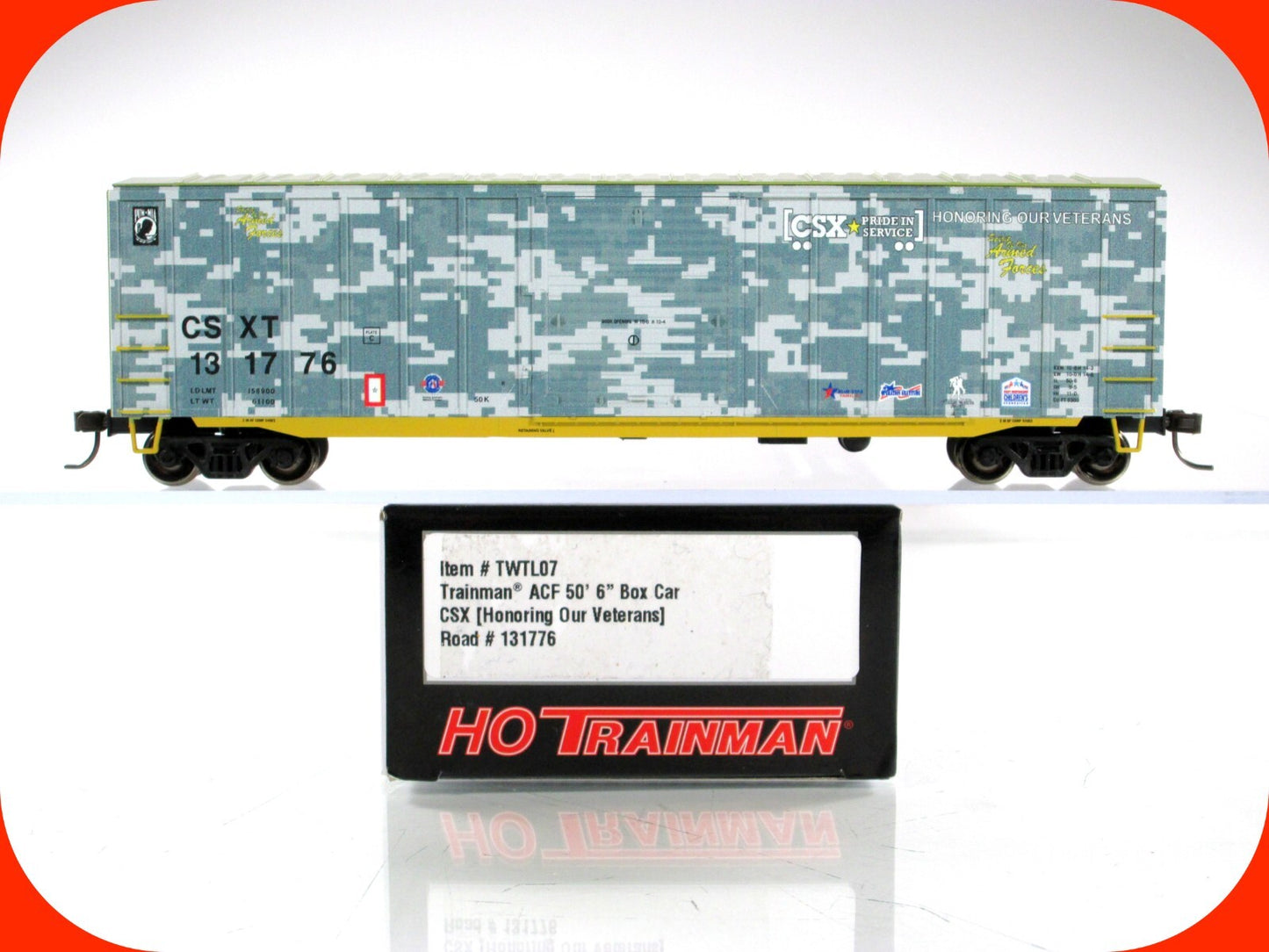 HO Scale ***HONORING VETERANS*** 50' Box Car, CSX 131776 - Atlas TWTL07 **RARE