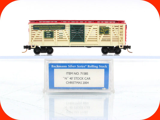 N Scale ***CHRISTMAS*** Reindeer Stock Car NP&S 2004 - Bachmann 71585, MTL Cplrs