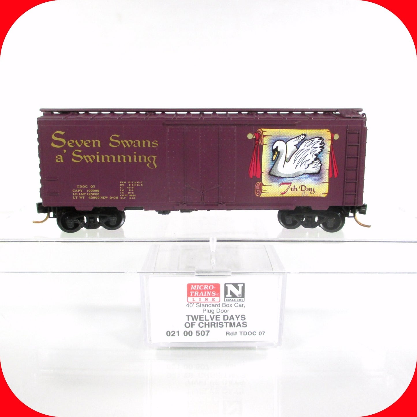 N Scale *SEVEN SWANS SWIMMING* 12 Days Christmas Box Car - Micro Trains 02100507