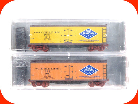 N Scale ***BLUE DIAMOND*** PACIFIC FRUIT Reefer Set - Micro Trains Special *RARE