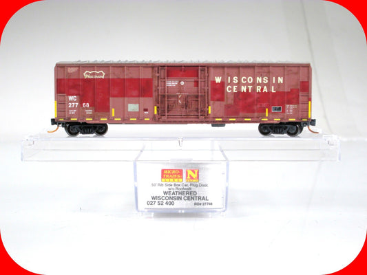N Scale ***WISCONSIN CENTRAL*** Weathered Box Car #27768 - Micro Trains 02752400