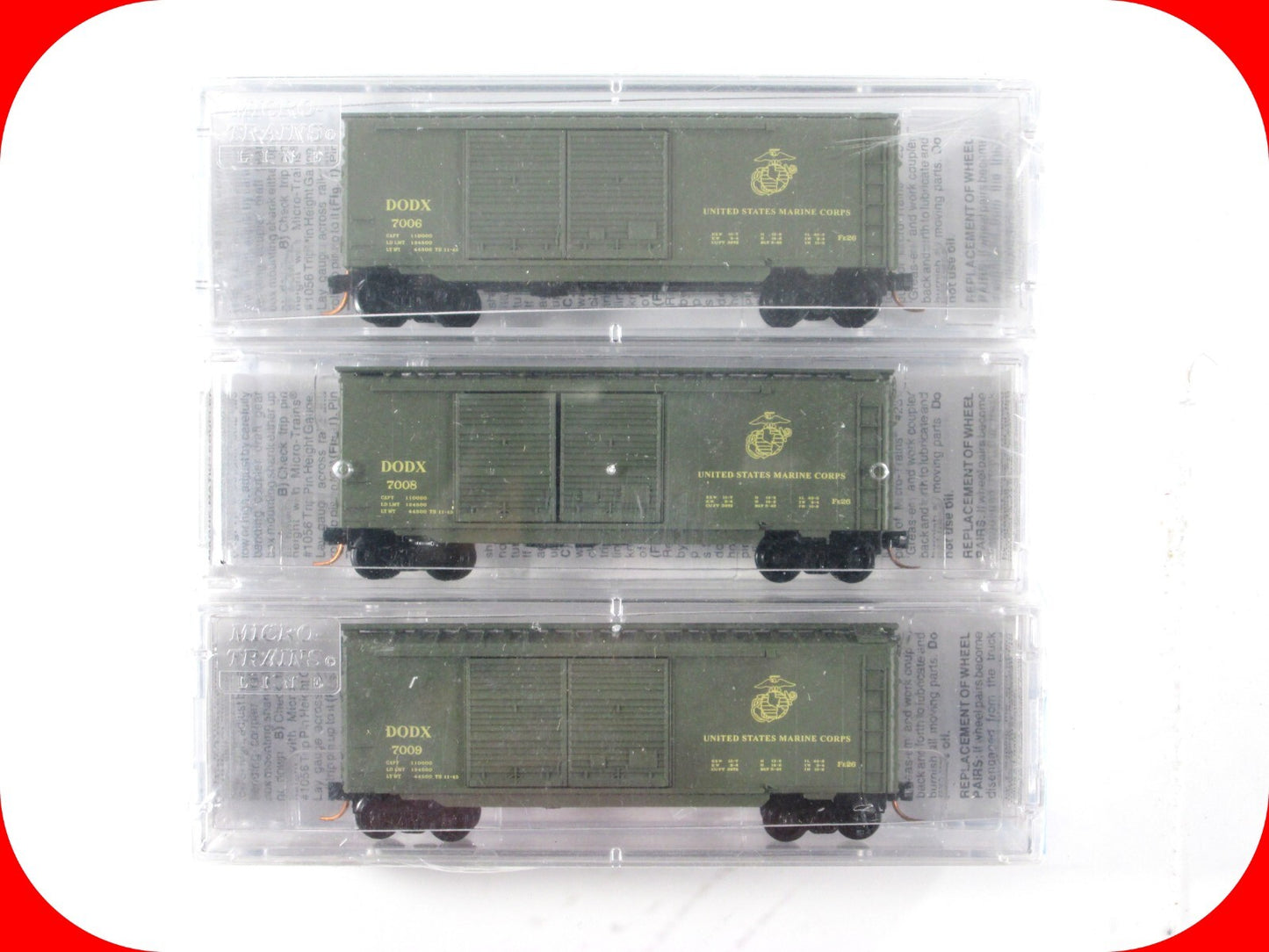 N Scale **US MARINE CORPS** 3-Box Car Set -Micro Trains / BLW Special Run **RARE