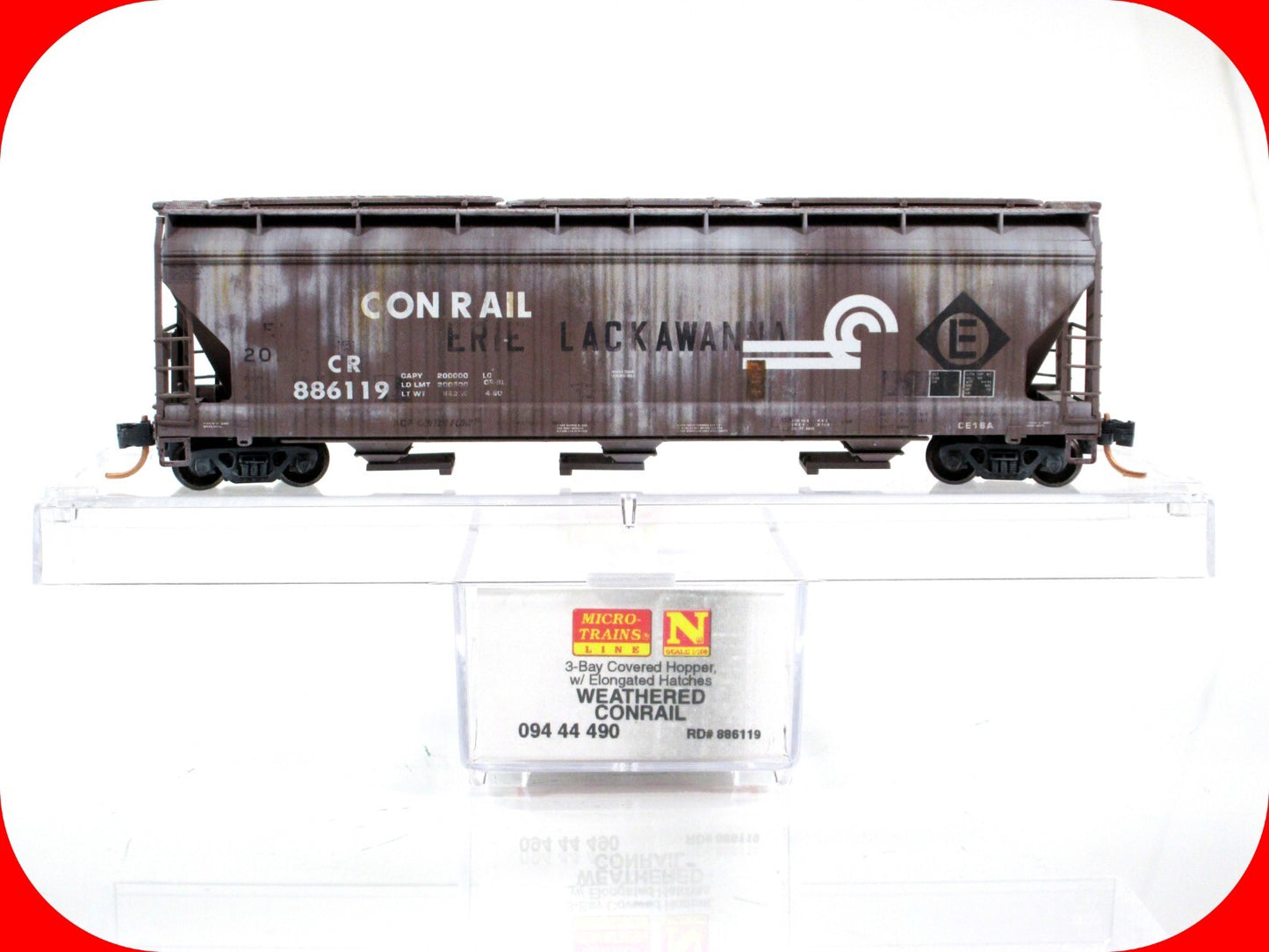 N Scale ***CONRAIL ex-EL*** Weathered 3-Bay Hopper ------- Micro Trains 09444490