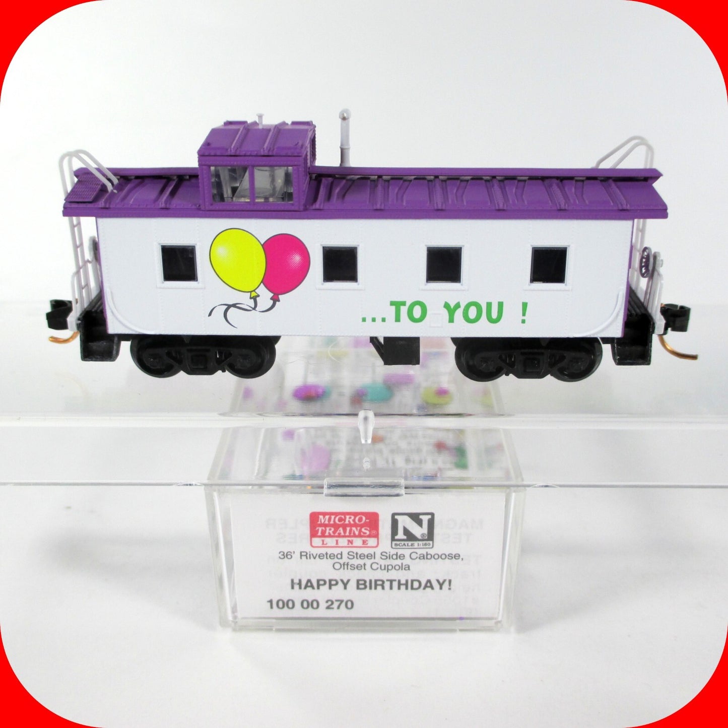 N Scale *HAPPY BIRTHDAY TO YOU* 36' Caboose w/ Glitter - Micro Trains 10000270
