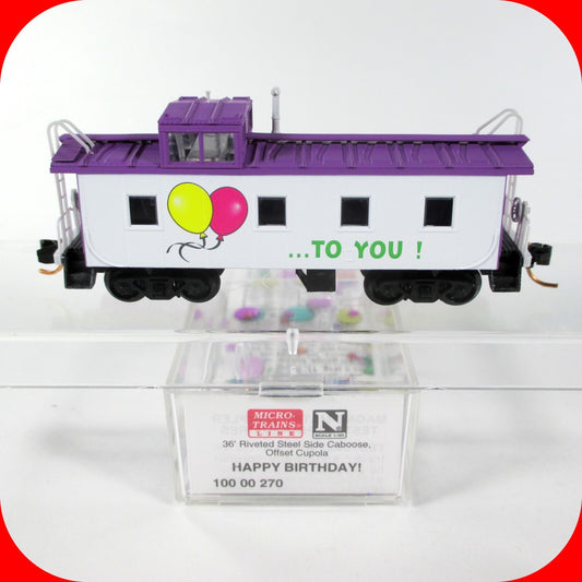 N Scale *HAPPY BIRTHDAY TO YOU* 36' Caboose w/ Glitter - Micro Trains 10000270