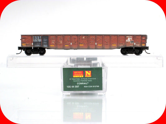 N Scale ***CONRAIL*** Weathered 50' Gondola, CSXT 915769 - Micro Trains 10544597