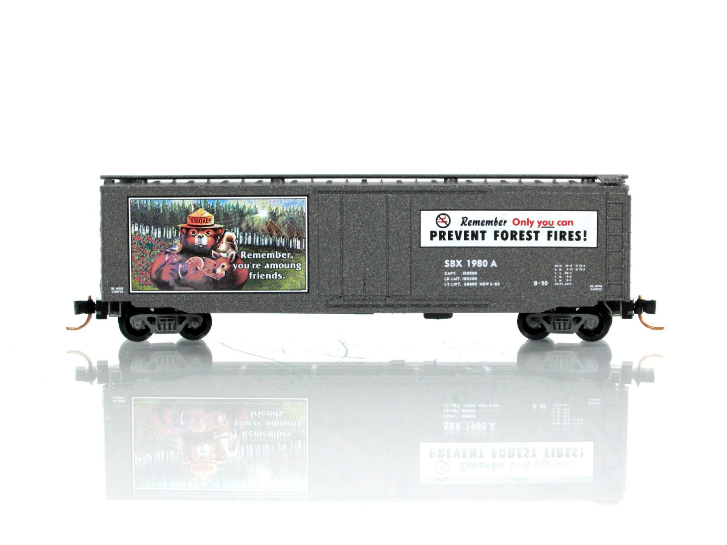 N Scale **SMOKEY BEAR** Fire Prevention Car 4, SBX 1980A - Micro Trains 03200404