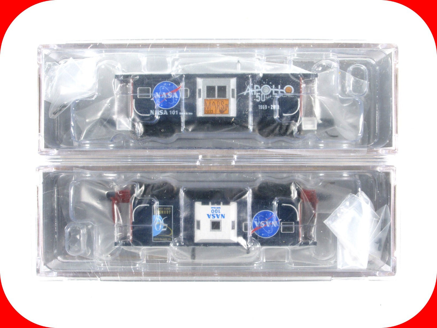 N Scale ***NASA America In Space*** Bay Window Caboose 2-Pack - Bluford ***RARE*