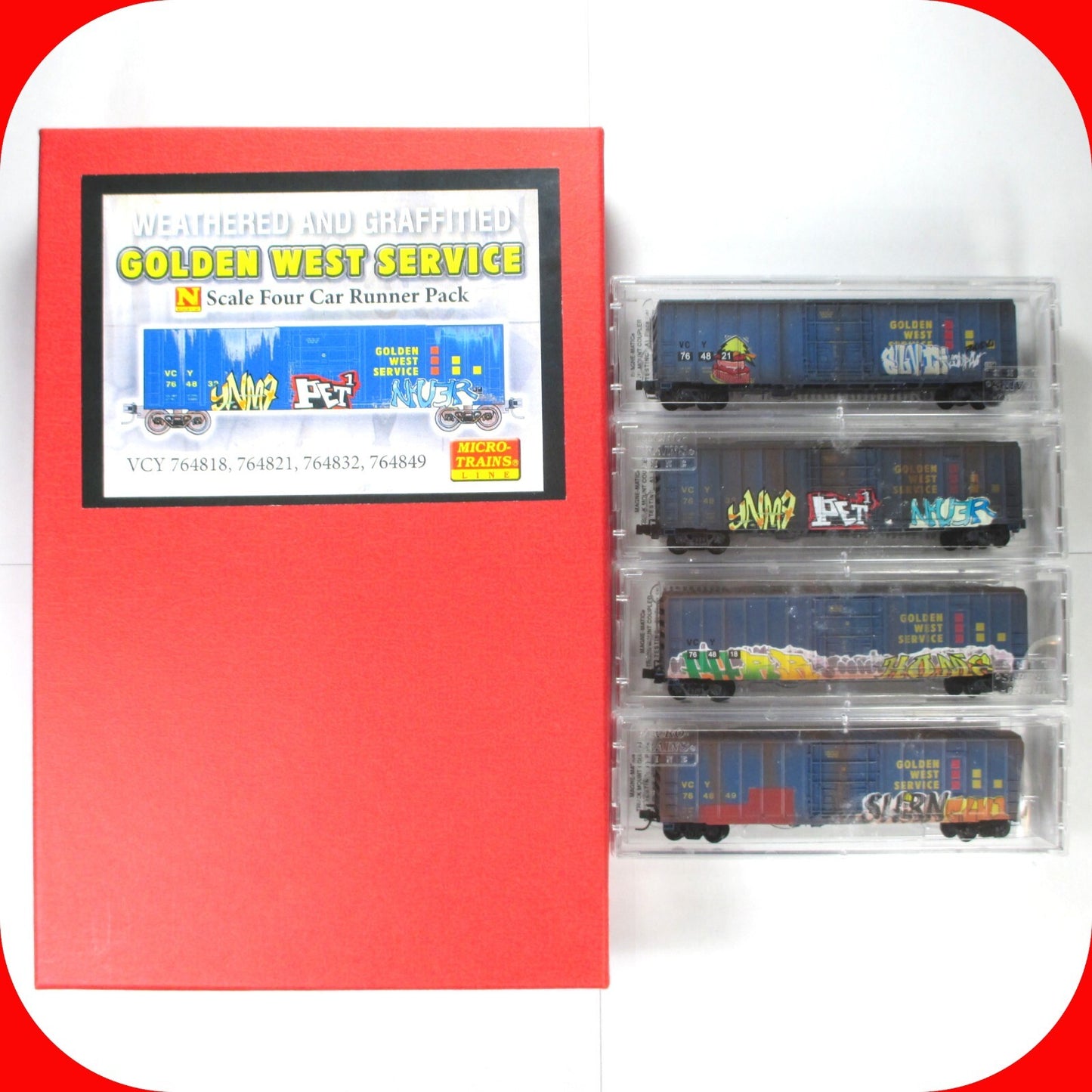N Scale **GOLDEN WEST** Weathered & Graffiti Box Car Pack -Micro Trains 99305070