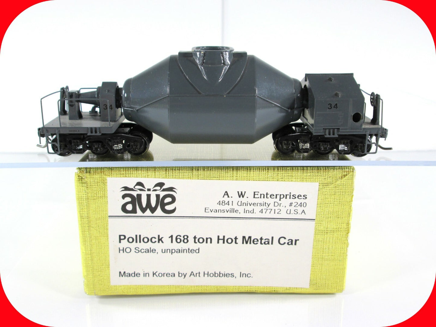 HO Scale BRASS **Pollock 168 Ton Hot Metal Car** Custom Painted - by AWE, Korea