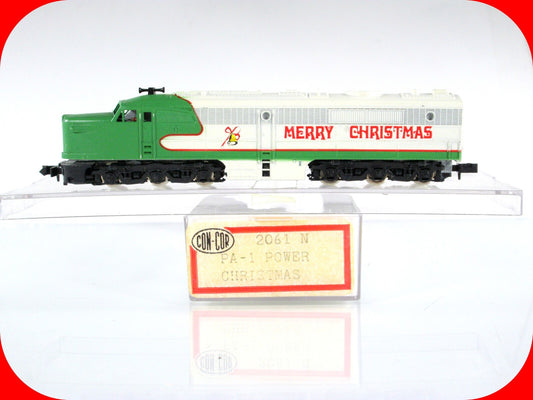 N Scale **MERRY CHRISTMAS** Holiday Alco PA-1 Diesel Locomotive --- Con-Cor 2061