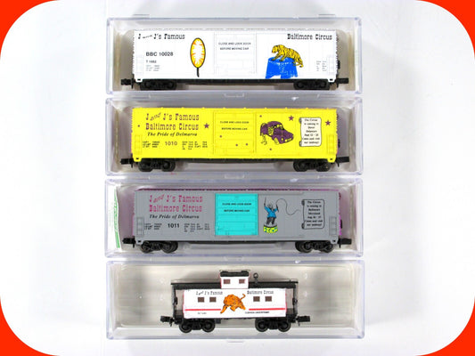 N Scale *** J & J *** Famous Baltimore CIRCUS Box Car & Caboose Set - Bev-Bel