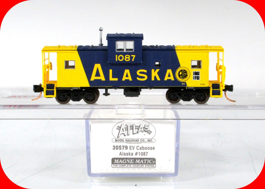 N Scale **ALASKA** EV Cupola Caboose, ARR #1087 - Atlas 30579, MTL Cplrs ***RARE