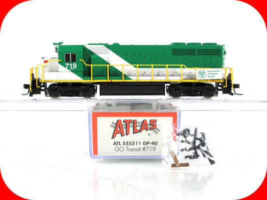 N Scale ***GO TRANSIT*** GP-40 Locomotive #719 --- Atlas 555511, DCC Ready *RARE