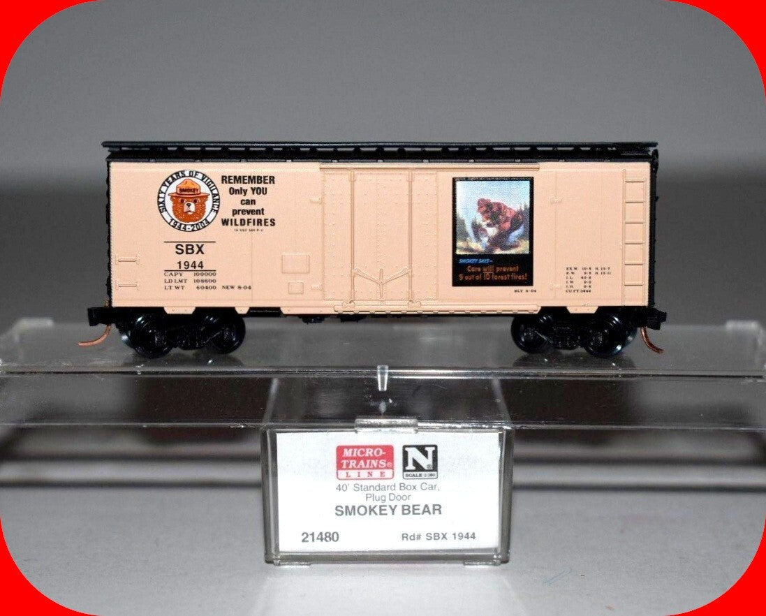 N21480 N Scale ***SMOKEY BEAR** Fire Prevention Box Car, SBX 1944 - Micro ...
