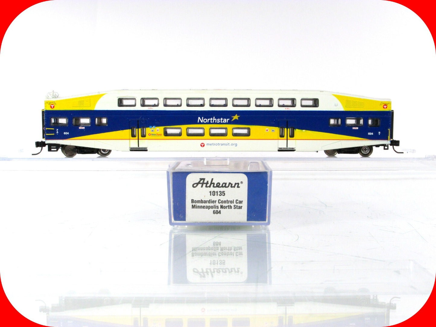 N Scale ***NORTHSTAR*** Bombardier Commuter Control Car #604 ----- Athearn 10135