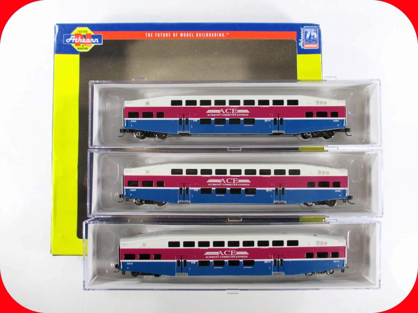 N Scale ***ACE*** Bombardier Passenger Set #3206, 3209, 3213 ---- Athearn 25421