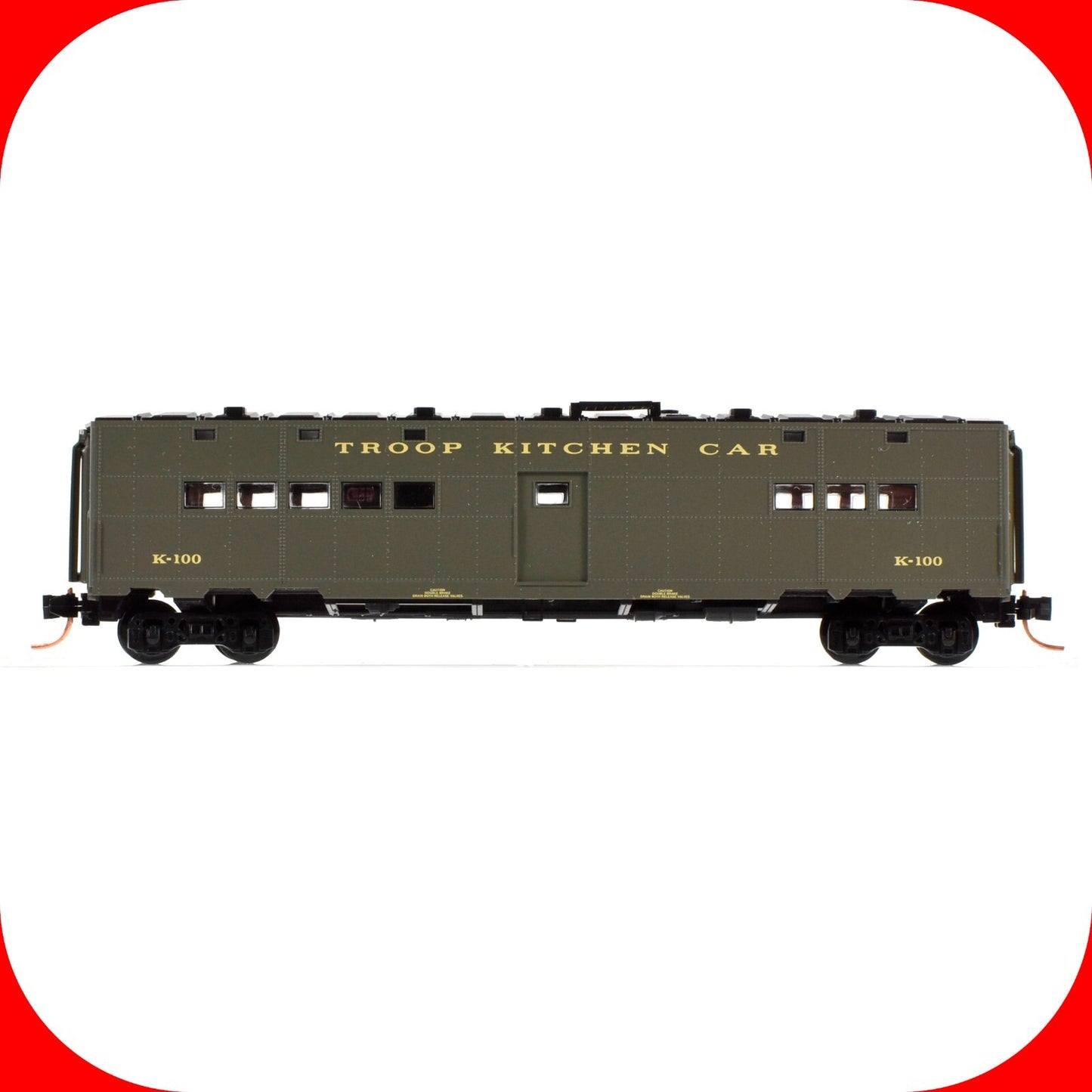 N Scale US OFFICE of DEFENSE 50' Troop Kitchen Car #K-100 -- Micro Trains 118010