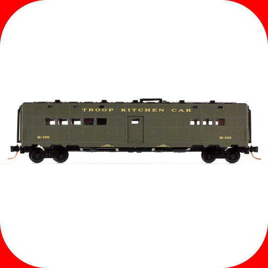 N Scale US OFFICE of DEFENSE 50' Troop Kitchen Car #K-100 -- Micro Trains 118010
