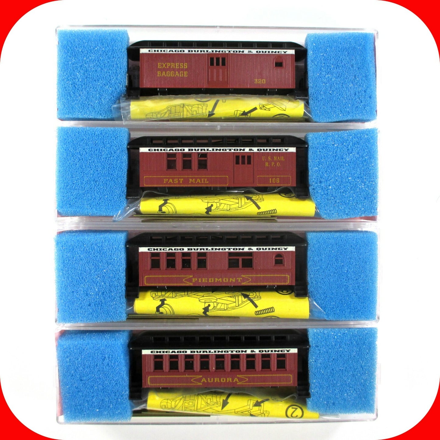 N Scale **CB&Q** Chicago Burlington Overton Old Time Passenger 4-Set, Roundhouse