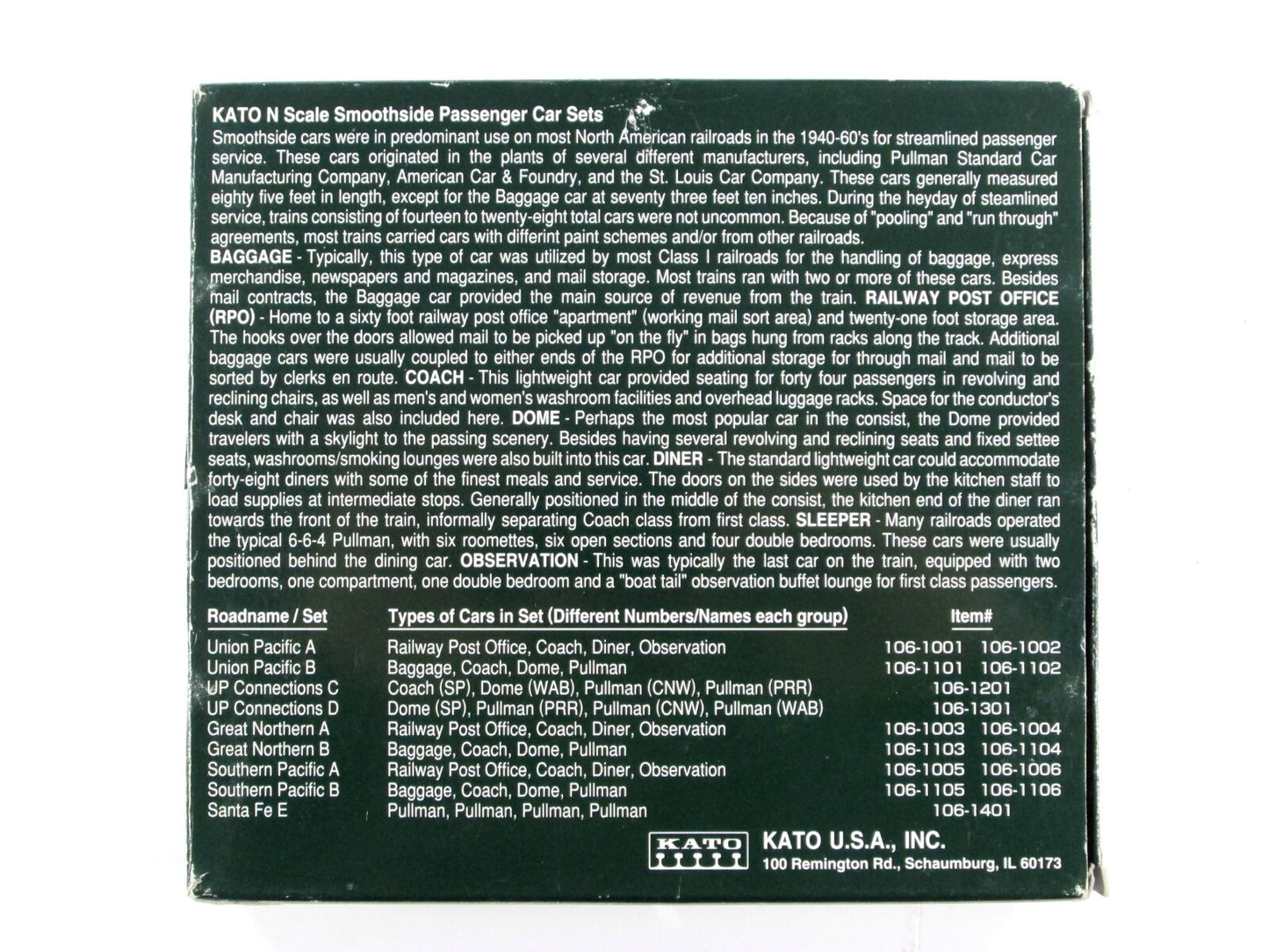 N Scale **UNION PACIFIC** Smoothside Passenger Car 4-Pack, Set C - Kato 106-1201