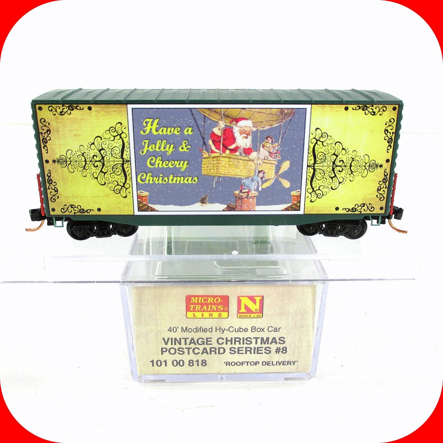 N Scale VINTAGE CHRISTMAS POSTCARD ***Rooftop Delivery*** Box Car - MTL 10100818