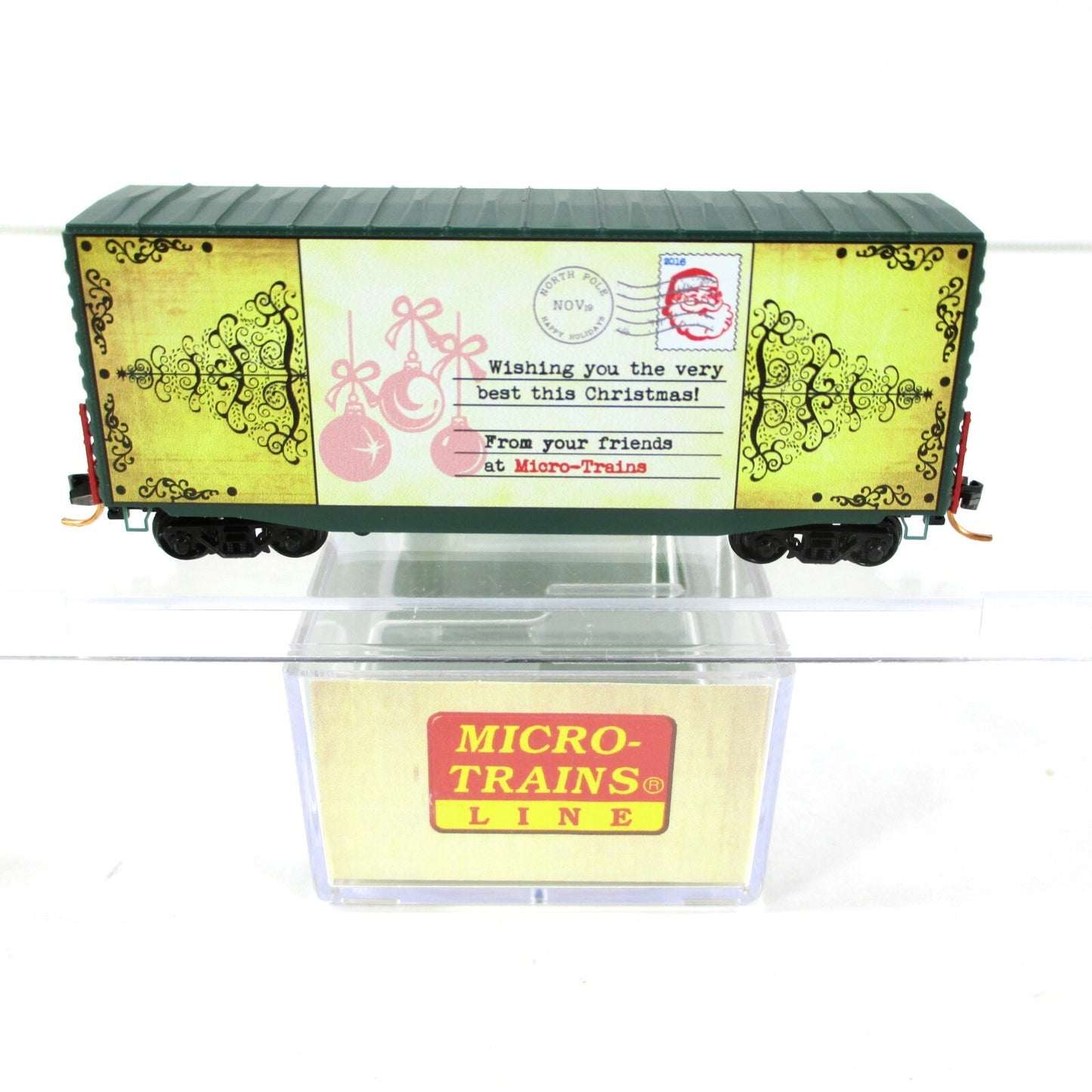 N Scale VINTAGE CHRISTMAS POSTCARD ***Rooftop Delivery*** Box Car - MTL 10100818