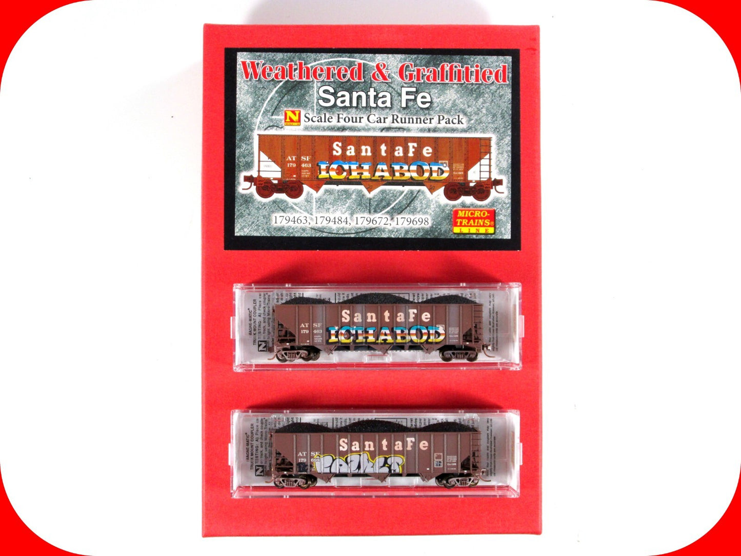 N Scale **SANTA FE** Weathered & Graffiti Hopper 2-Pack -- Micro Trains 99305080