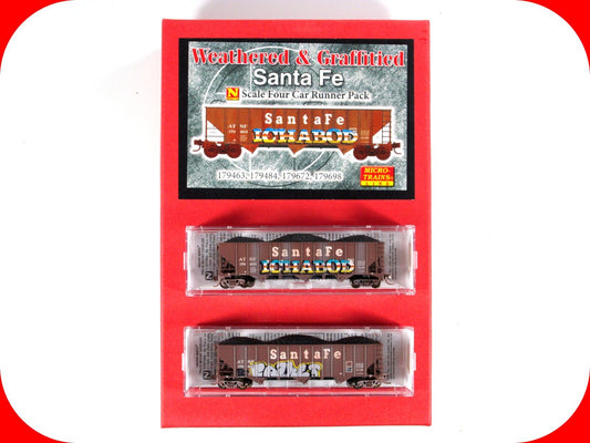 N Scale **SANTA FE** Weathered & Graffiti Hopper 2-Pack -- Micro Trains 99305080