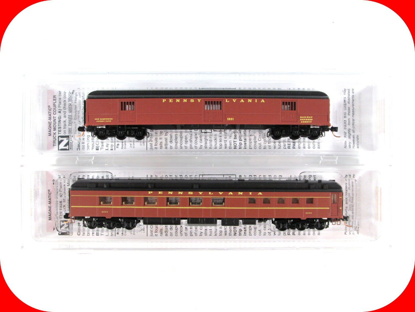 N Scale PENNSYLVANIA Horse & Diner Heavyweight Passenger 2-Car Set -Micro Trains