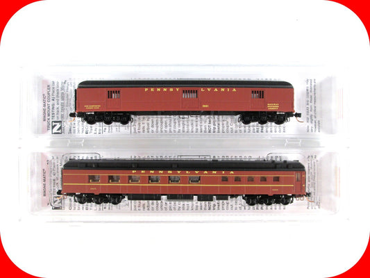 N Scale PENNSYLVANIA Horse & Diner Heavyweight Passenger 2-Car Set -Micro Trains