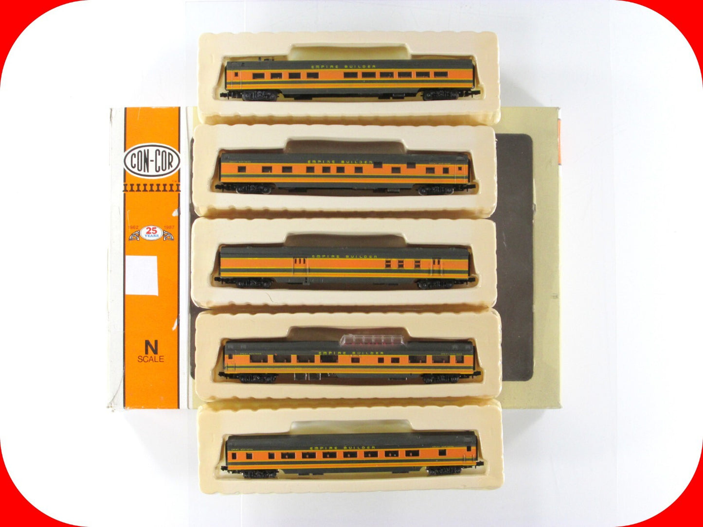 N Scale **GN  EMPIRE BUILDER ** Lightweight Passenger 5-Car Set - Con-Cor 004003
