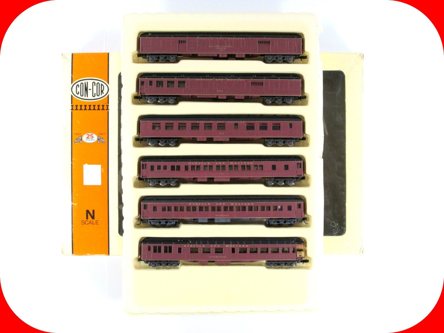 N Scale ***NORFOLK & WESTERN*** Heavyweight Passenger 6-Car Set - Con-Cor 570012