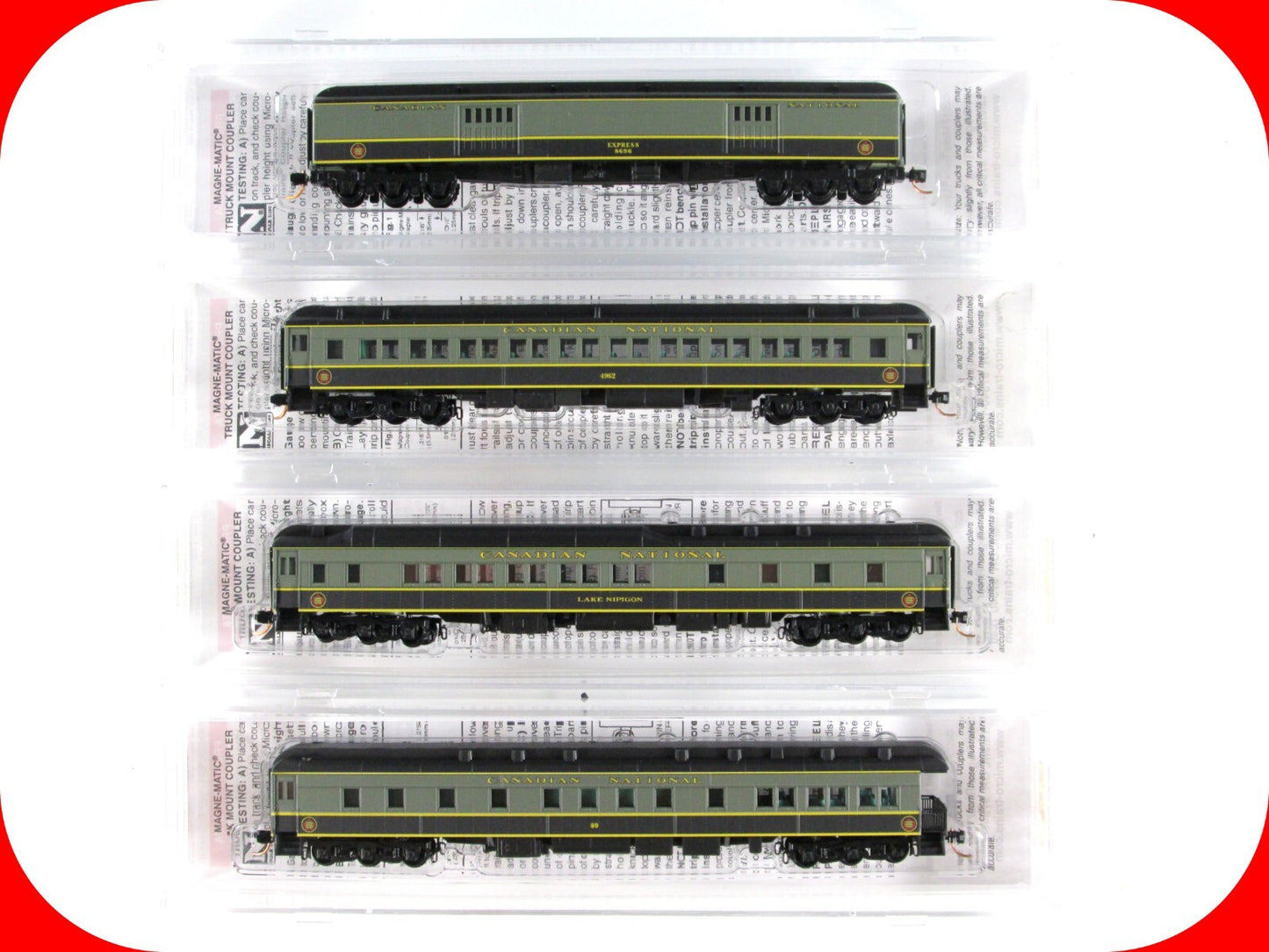 N Scale CANADIAN NATIONAL Heavyweight Passenger Car 4-Pack Set ---- Micro Trains