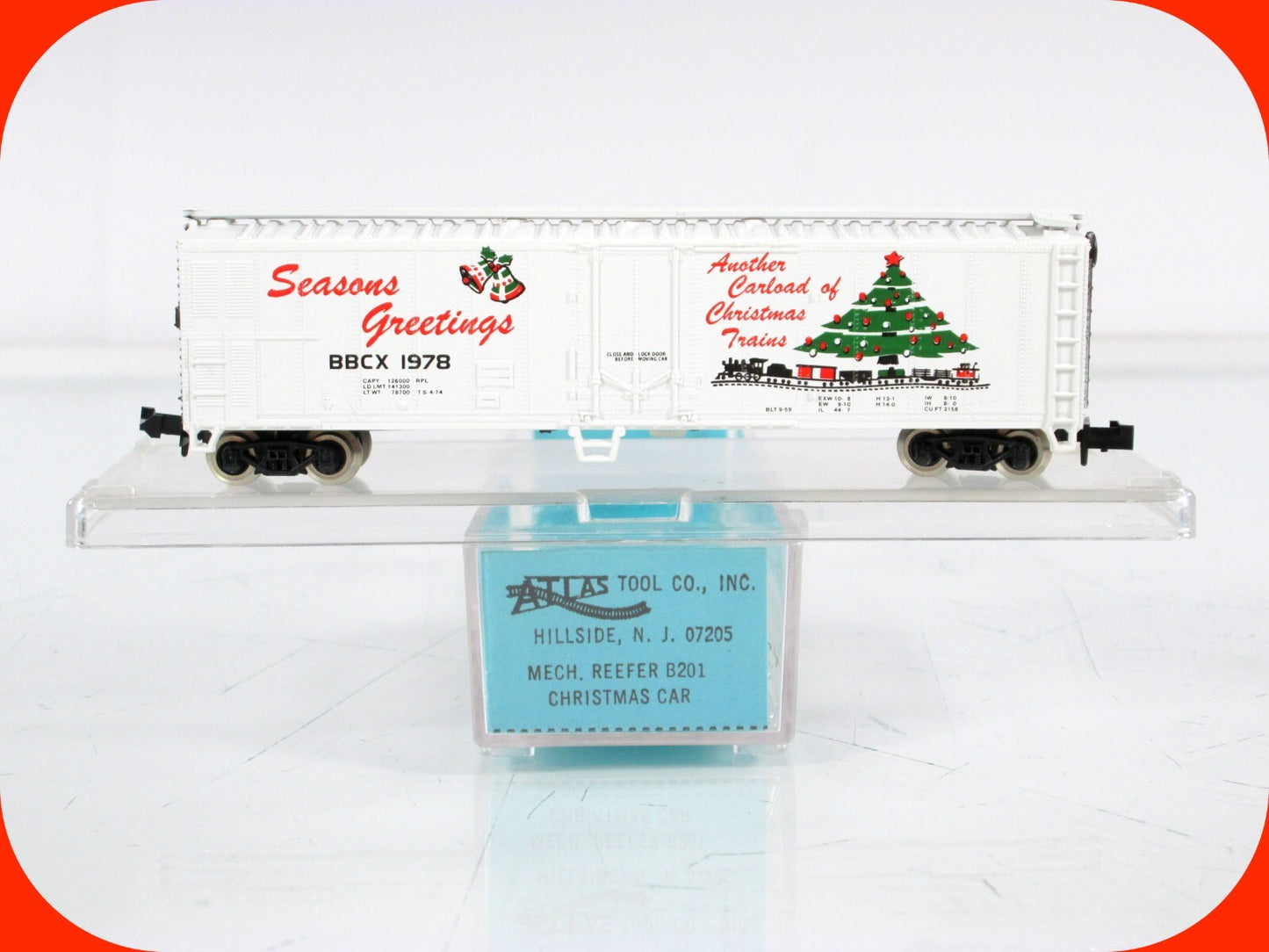 N Scale ***SEASON'S GREETINGS*** Christmas Box Car, BBCX 1978 -- Atlas / Bev-Bel