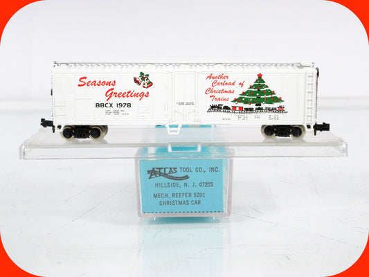 N Scale ***SEASON'S GREETINGS*** Christmas Box Car, BBCX 1978 -- Atlas / Bev-Bel