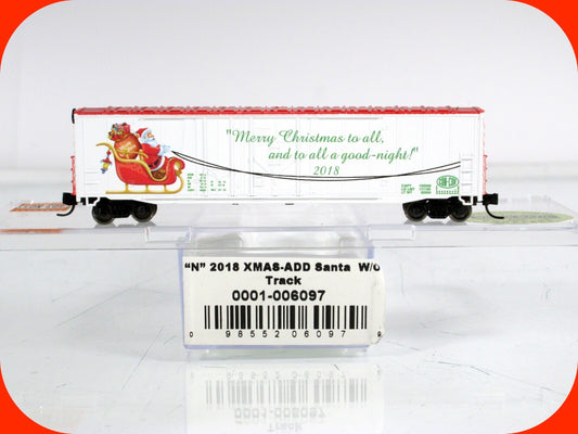 N Scale ***MERRY CHRISTMAS*** Santa On Sleigh, 50' Box Car 2018 - Con-Cor 006097