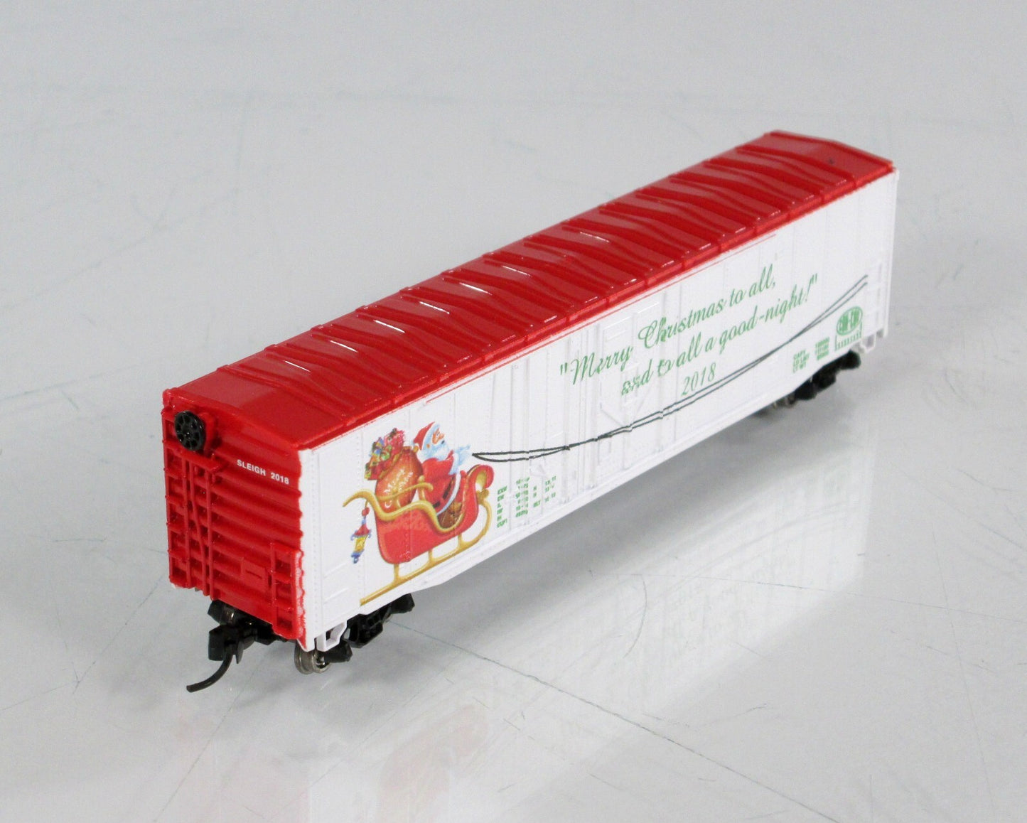 N Scale ***MERRY CHRISTMAS*** Santa On Sleigh, 50' Box Car 2018 - Con-Cor 006097
