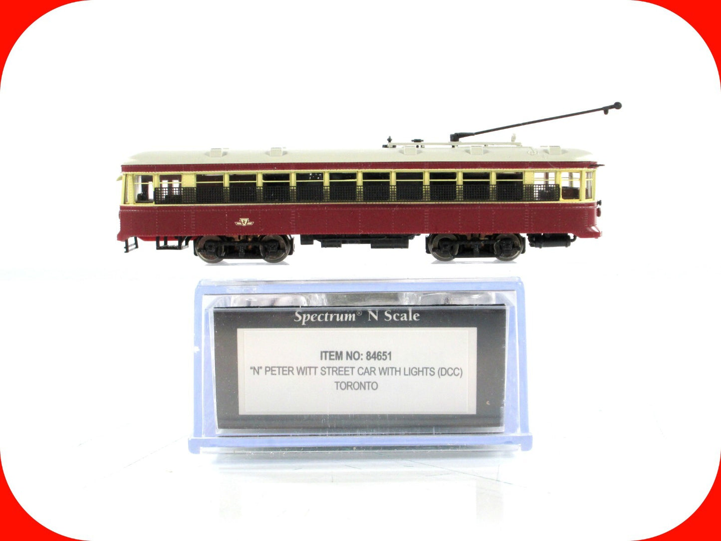 N Scale **PETER WITT STREET CAR - TORONTO*** Bachmann Trolley 84651, DCC, Lights