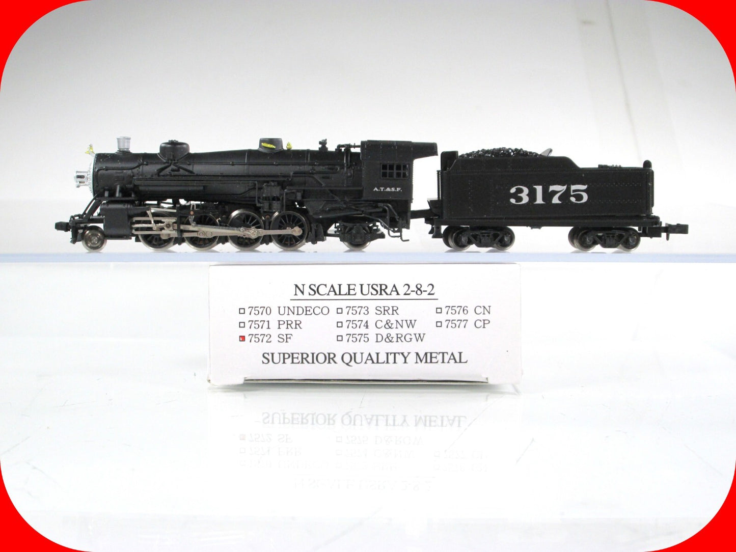 N Scale **SANTA FE** USRA 2-8-2 Locomotive, ATSF 3175 - Model Power *Metal* 7572