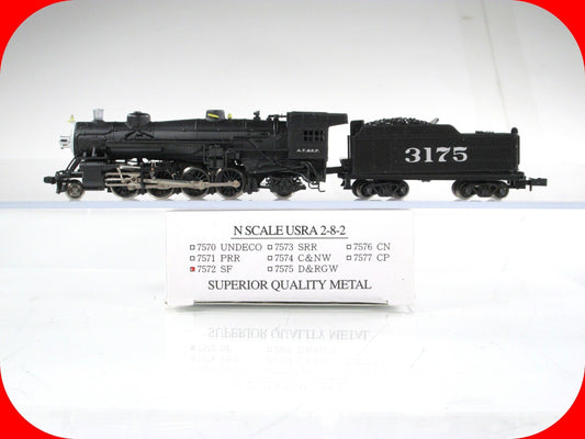 N Scale **SANTA FE** USRA 2-8-2 Locomotive, ATSF 3175 - Model Power *Metal* 7572