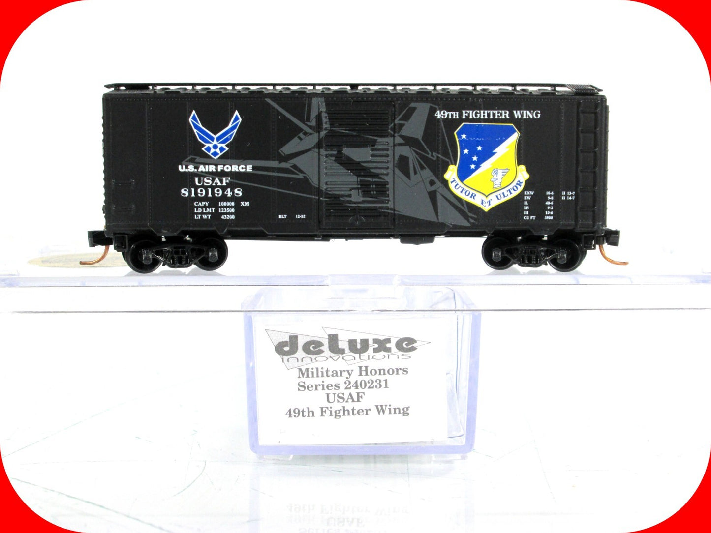 N Scale **STEALTH** 49th Fighter Wing Air Force Box Car #8191948 - DELUXE 240231
