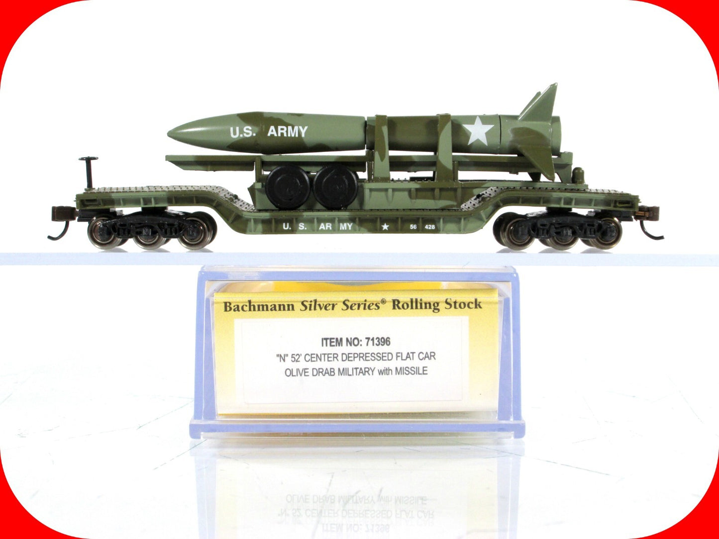 N Scale **US ARMY** Missile on Heavyweight Depressed Flat #56428 -Bachmann 71396