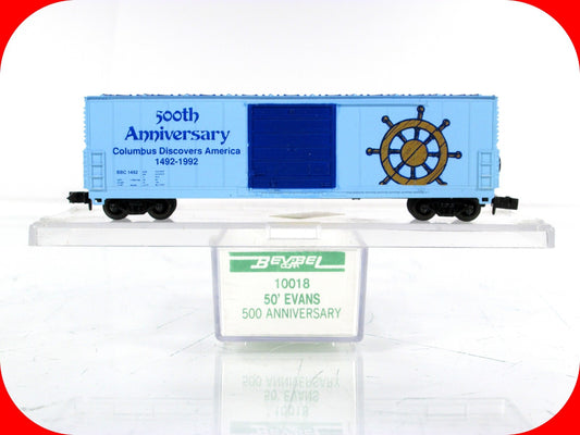 N Scale **COLUMBUS DISCOVERS AMERICA** 500th Anniv. Box Car 1492 - Bev-Bel 10018