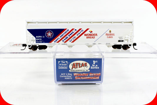 N Scale **WONDER BREAD BICENTENNIAL**  1776-1976  ACF 4-Bay Hopper - Atlas *RARE